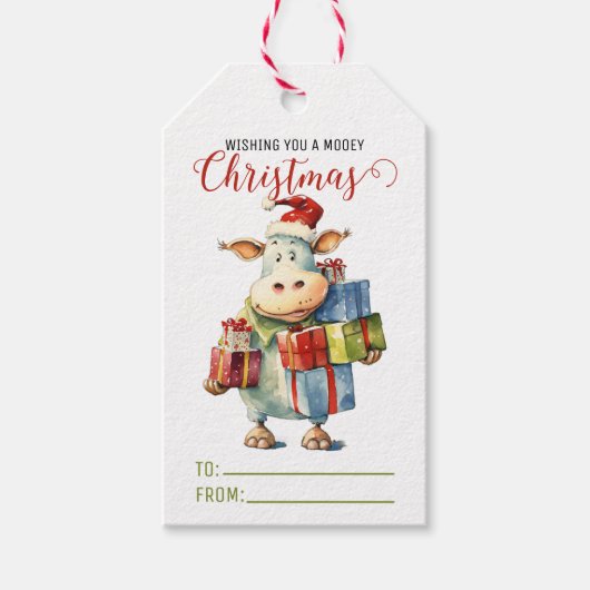 Weihnachtskuh Geschenkanhänger (Vorderseite)