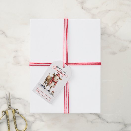 Weihnachtskuh Geschenkanhänger (Mit Garn)