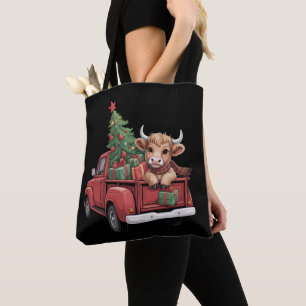 Weihnachtskuh Highland-Rind auf LKW-Bauernhof Weih Tasche
