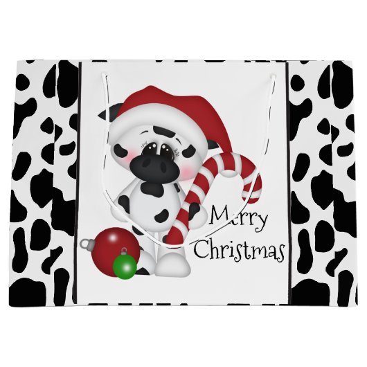 Weihnachtskuh Holiday große Geschenktasche Geschenktüte (Vorderseite)
