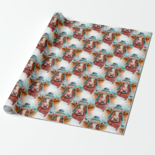 Weihnachtskuh in einem Schlitten Geschenkpapier