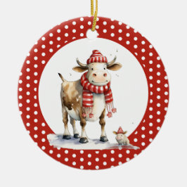 Weihnachtskuh Keramik Ornament