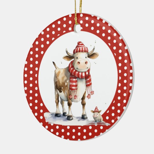 Weihnachtskuh Keramik Ornament (Links)