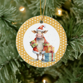 Weihnachtskuh Keramik Ornament