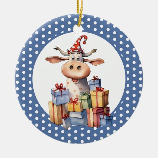 Weihnachtskuh Keramik Ornament (Vorne)