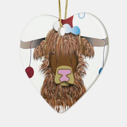 Weihnachtskuh Keramik Ornament (Links)