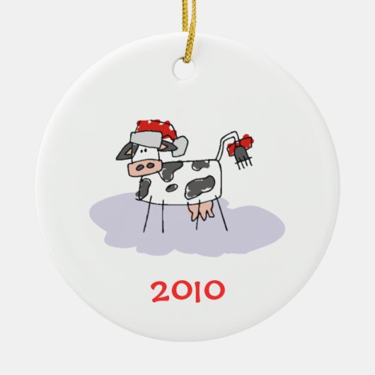 Weihnachtskuh Keramik Ornament (Vorne)