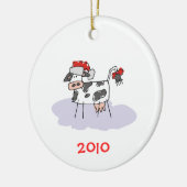 Weihnachtskuh Keramik Ornament (Links)