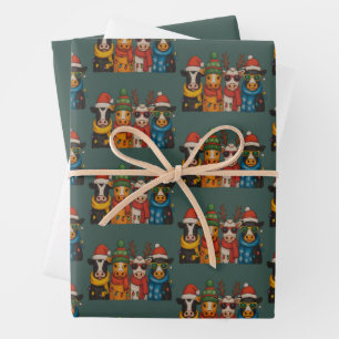 Weihnachtskuh Liebhaber Farmhouse Bauernhof Santa  Geschenkpapier Set