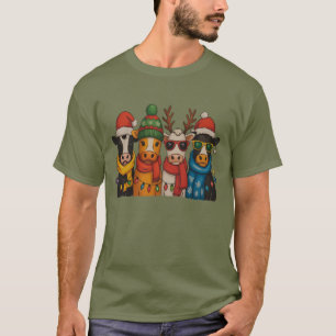 Weihnachtskuh Liebhaber Farmhouse Bauernhof Santa T-Shirt