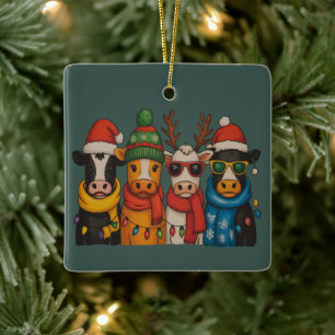 Weihnachtskuh Liebhaber Farmhouse Farm Santa Highl Keramikornament