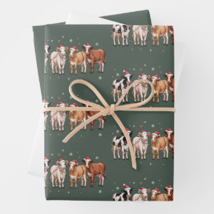 Weihnachtskuh Liebhaber Geschenk Lustiger Feiertag Geschenkpapier Set