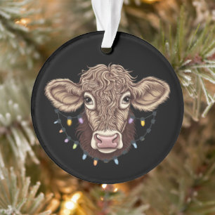 Weihnachtskuh Liebhaber Lichter Bauernhof Landwirt Ornament