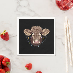Weihnachtskuh Liebhaber Lichter Bauernhof Landwirt Serviette