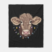 Weihnachtskuh Lover Lights Farm Bauer Xmas Fleecedecke (Vorderseite)