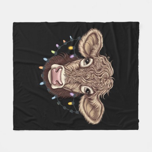 Weihnachtskuh Lover Lights Farm Bauer Xmas Fleecedecke (Vorderseite (Horizontal))