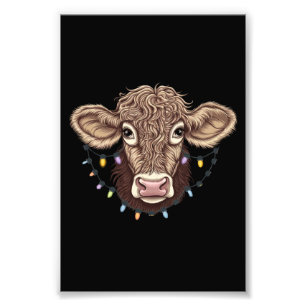 Weihnachtskuh Lover Lights Farm Bauer Xmas Fotodruck