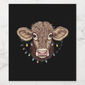 Weihnachtskuh Lover Lights Farm Bauer Xmas Weinetikett (Einzelnes Label)