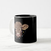 Weihnachtskuh Lover Lights Farm Bauer Xmas Zweifarbige Tasse (Vorderseite Links)