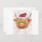 Weihnachtskuh mit Weihnachtshut Feiertagspostkarte (Vorne/Hinten)