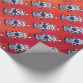 Weihnachtskuh Muster auf dem Roten Feld Geschenkpapier (Ecke)
