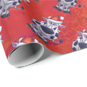 Weihnachtskuh Muster auf dem Roten Feld Geschenkpapier (Rolleneckpunkt)