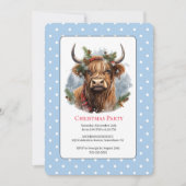 Weihnachtskuh Party Blue Highland Einladung (Vorderseite)