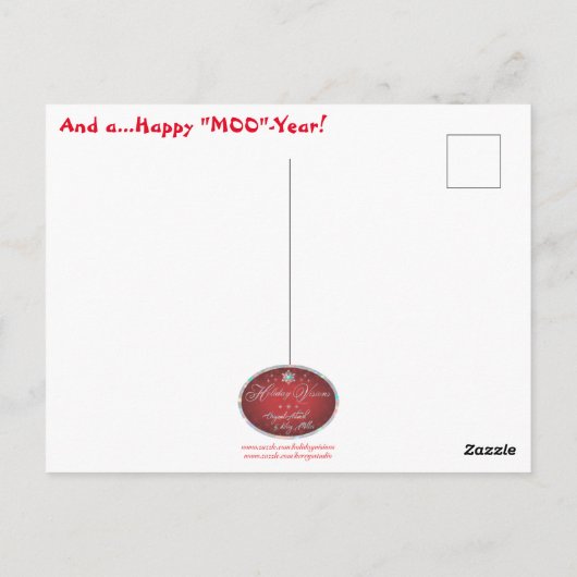 Weihnachtskuh Postkarte (Rückseite)