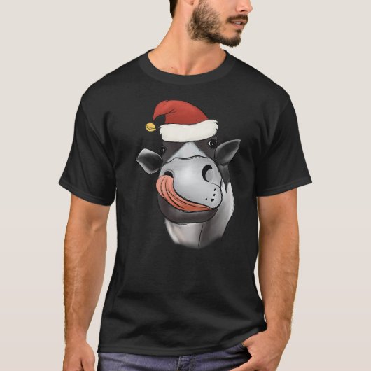 Weihnachtskuh Pyjama Santa Hut Xmas T-Shirt (Vorderseite)