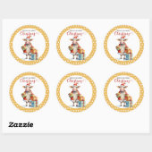 Weihnachtskuh Runder Aufkleber (Blatt)