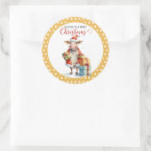 Weihnachtskuh Runder Aufkleber (Tasche)
