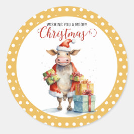 Weihnachtskuh Runder Aufkleber
