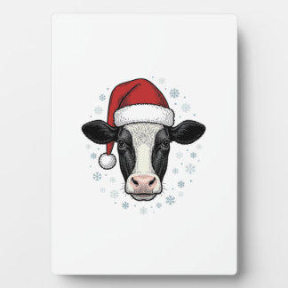 Weihnachtskuh Santa Hut Vintage-Farm-Festtags-Shir Fotoplatte