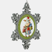 Weihnachtskuh Schneeflocken Zinn-Ornament (Links)