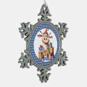 Weihnachtskuh Schneeflocken Zinn-Ornament (Links)