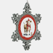 Weihnachtskuh Schneeflocken Zinn-Ornament (Links)