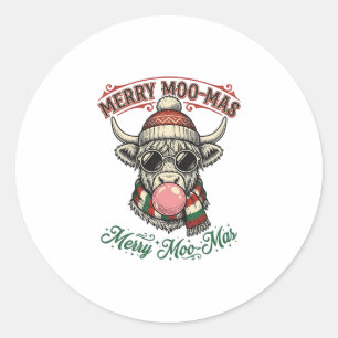Weihnachtskuh-Shirt Süße Highland-Feiertags-Pun De Runder Aufkleber