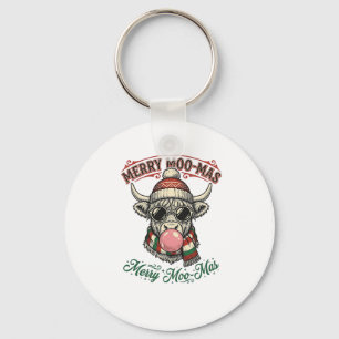 Weihnachtskuh-Shirt Süße Highland-Feiertags-Pun De Schlüsselanhänger