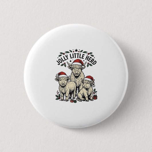 Weihnachtskuh-Shirt Vintage-Feiertagsherde-Kunst Button (Vorderseite)