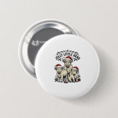 Weihnachtskuh-Shirt Vintage-Feiertagsherde-Kunst Button (Vorne & Hinten)