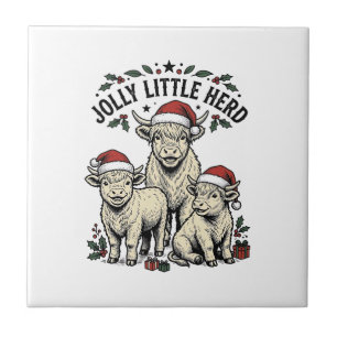 Weihnachtskuh-Shirt Vintage-Feiertagsherde Kunst Fliese