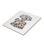 Weihnachtskuh-Shirt Vintage-Feiertagsherde Kunst Fliese (Seite)
