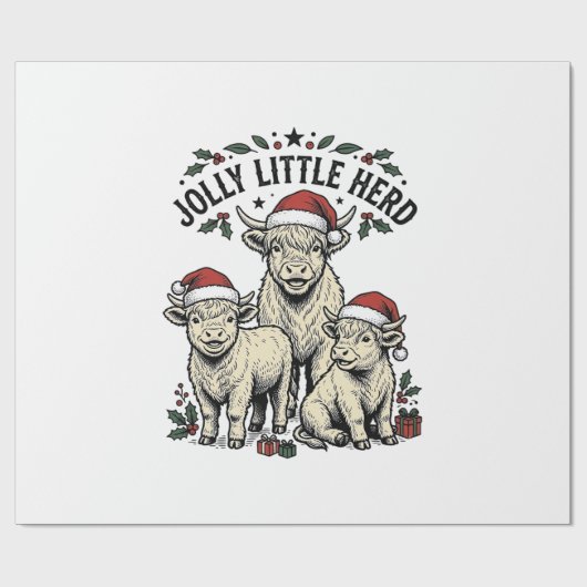 Weihnachtskuh-Shirt Vintage-Feiertagsherde-Kunst Geschenkpapier (Flach)