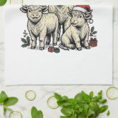 Weihnachtskuh-Shirt Vintage-Feiertagsherde-Kunst Geschirrtuch (Gefaltet)