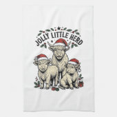 Weihnachtskuh-Shirt Vintage-Feiertagsherde-Kunst Geschirrtuch (Vertikal)