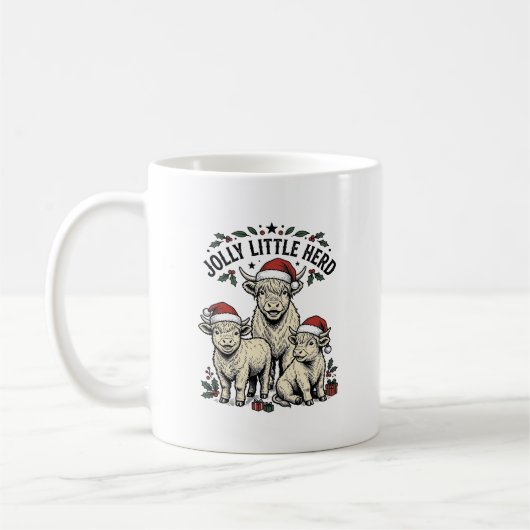 Weihnachtskuh-Shirt Vintage-Feiertagsherde-Kunst Kaffeetasse (Links)