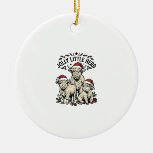 Weihnachtskuh-Shirt Vintage-Feiertagsherde Kunst Keramik Ornament
