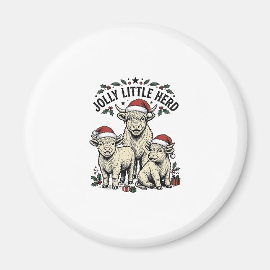 Weihnachtskuh-Shirt Vintage-Feiertagsherde Kunst Magnet (Vorne)