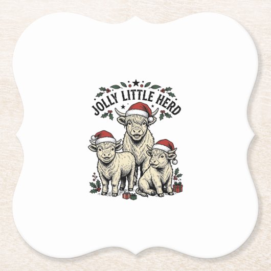 Weihnachtskuh-Shirt Vintage-Feiertagsherde Kunst Untersetzer (Vorderseite)
