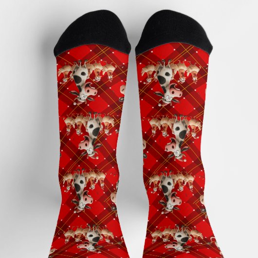 Weihnachtskuh Socken (Oben)